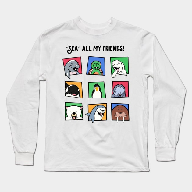 Sea Creatures are friends Long Sleeve T-Shirt by glennabest